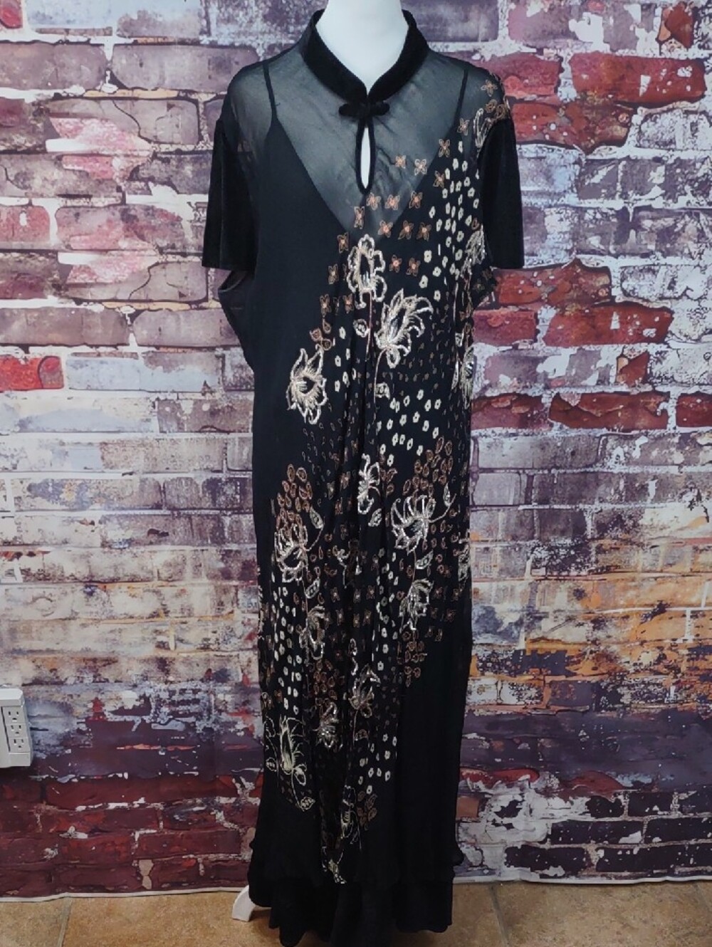 C Rose Asian Inspired Embellished Maxi Dress